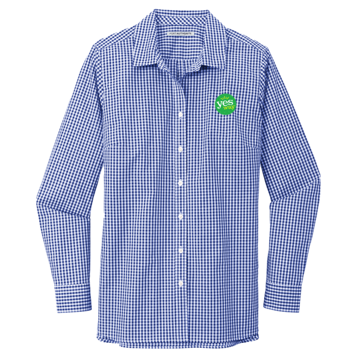 Yesway Ladies Broadcloth Gingham Easy Care Shirt